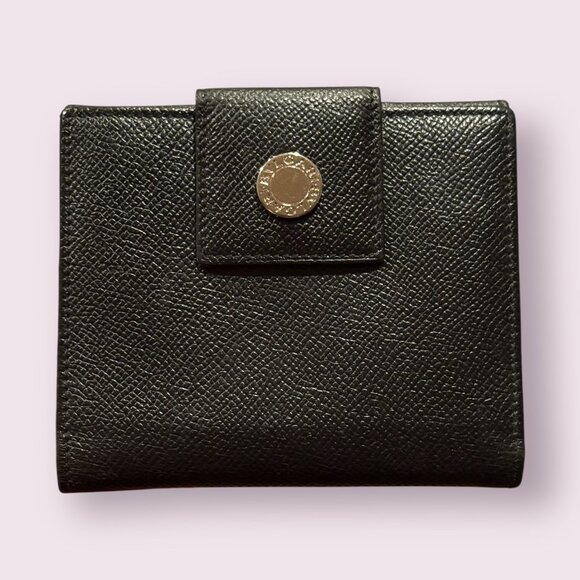BVLGARI Black Leather Compact Wallet - Picture 2 of 6